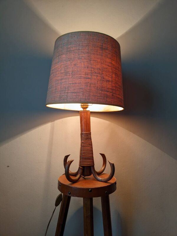 Lampe de chevet en bambou rotin décoration campagne scandinave