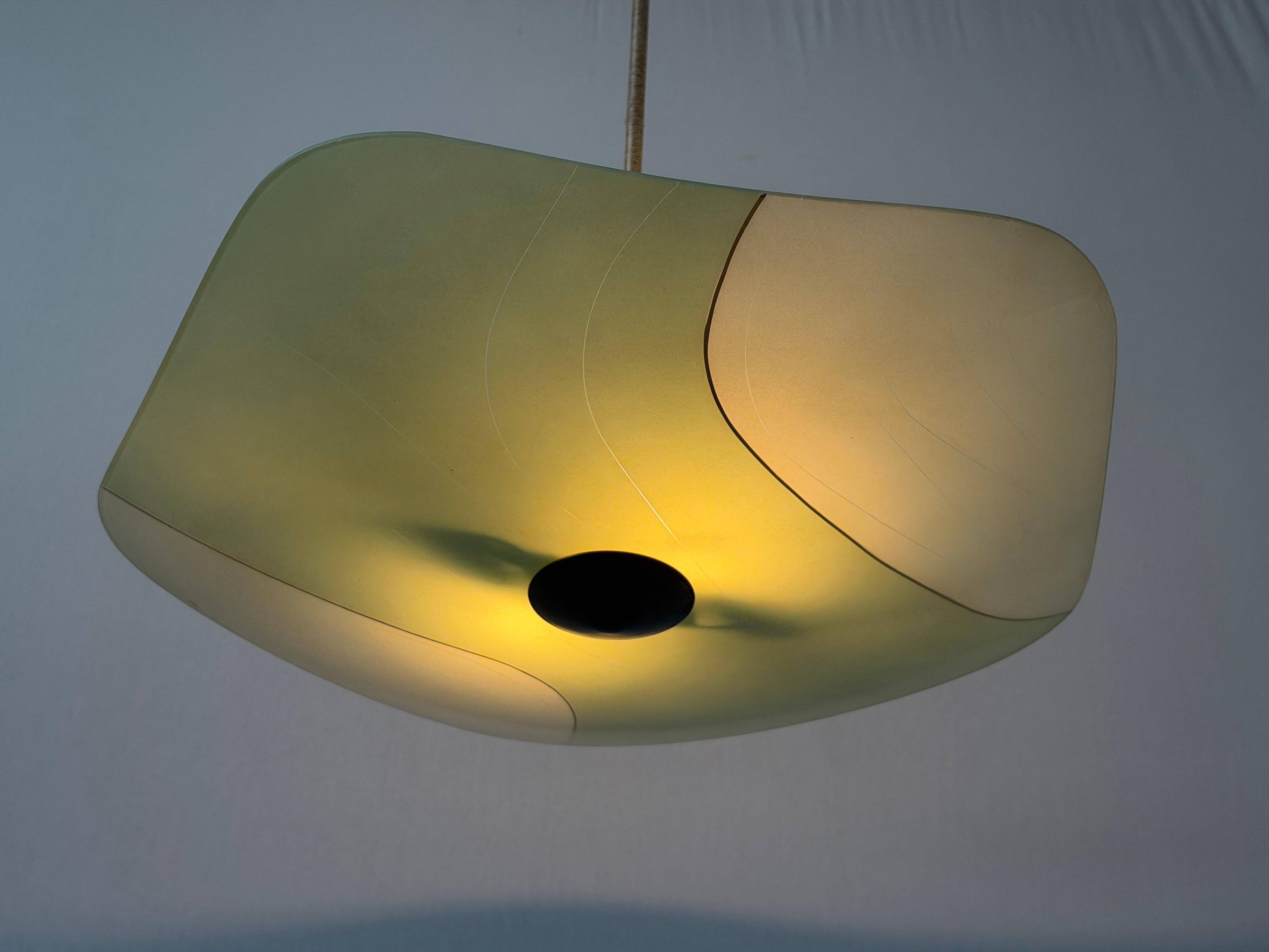 Art Deco pentagonal green glass ceiling light, 1940s, Germany