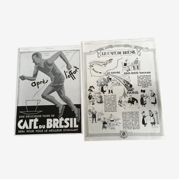 Lot 2 publicités années 30 Café Brésil