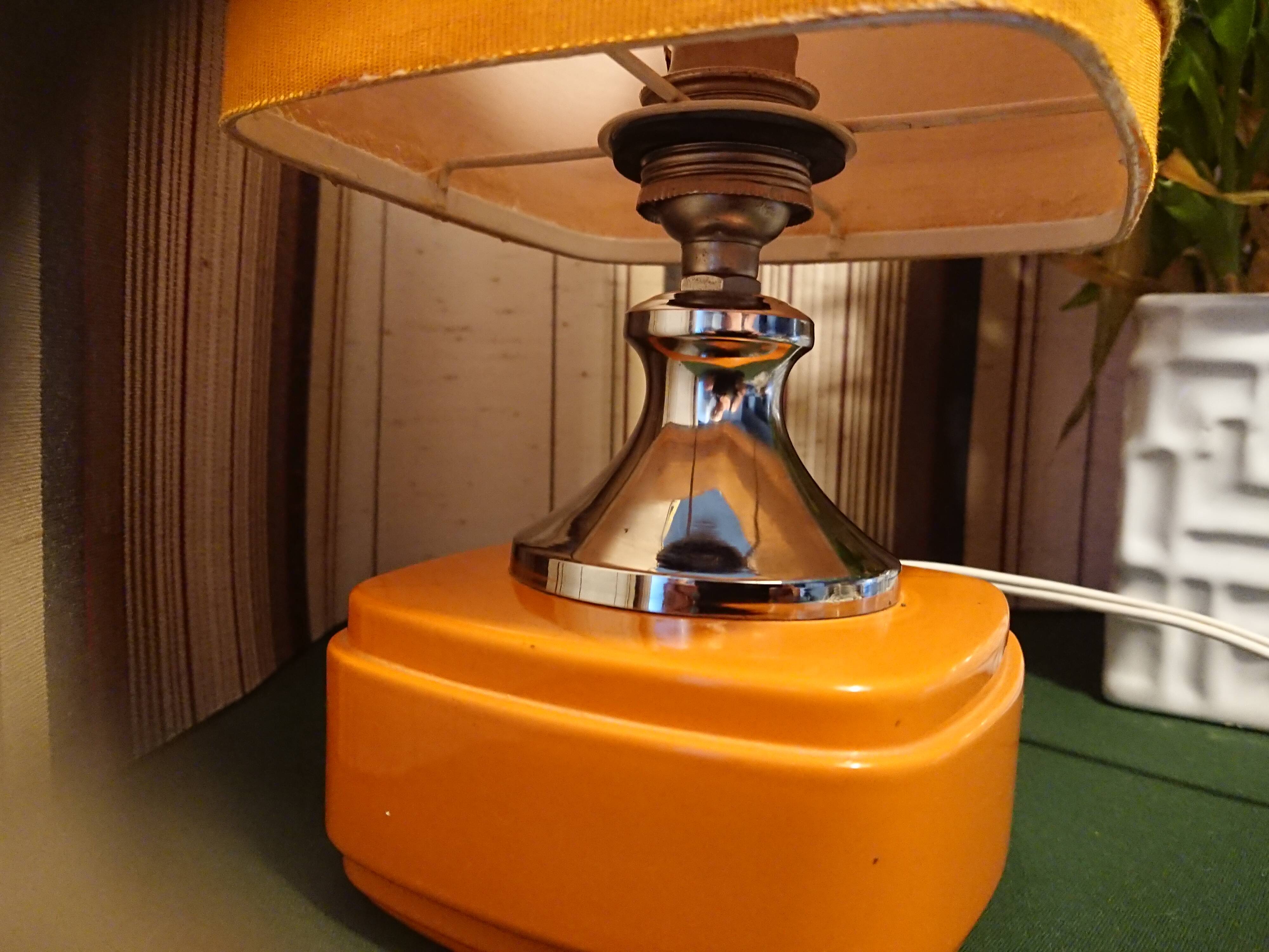 Orange bedside lamp year 70