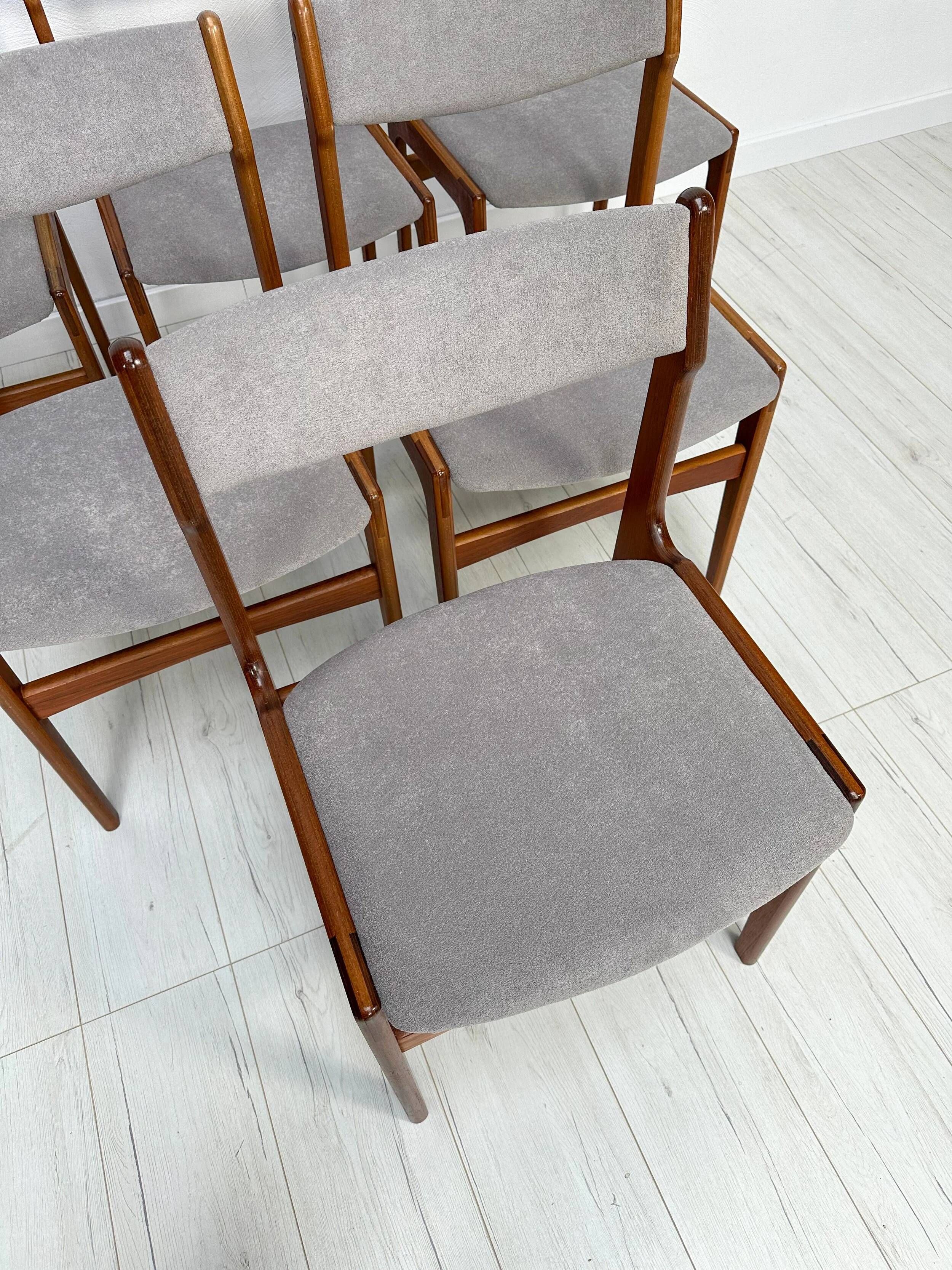 1960s Set of 6 Vintage Danish Teak Dining Chairs by Erik Buch