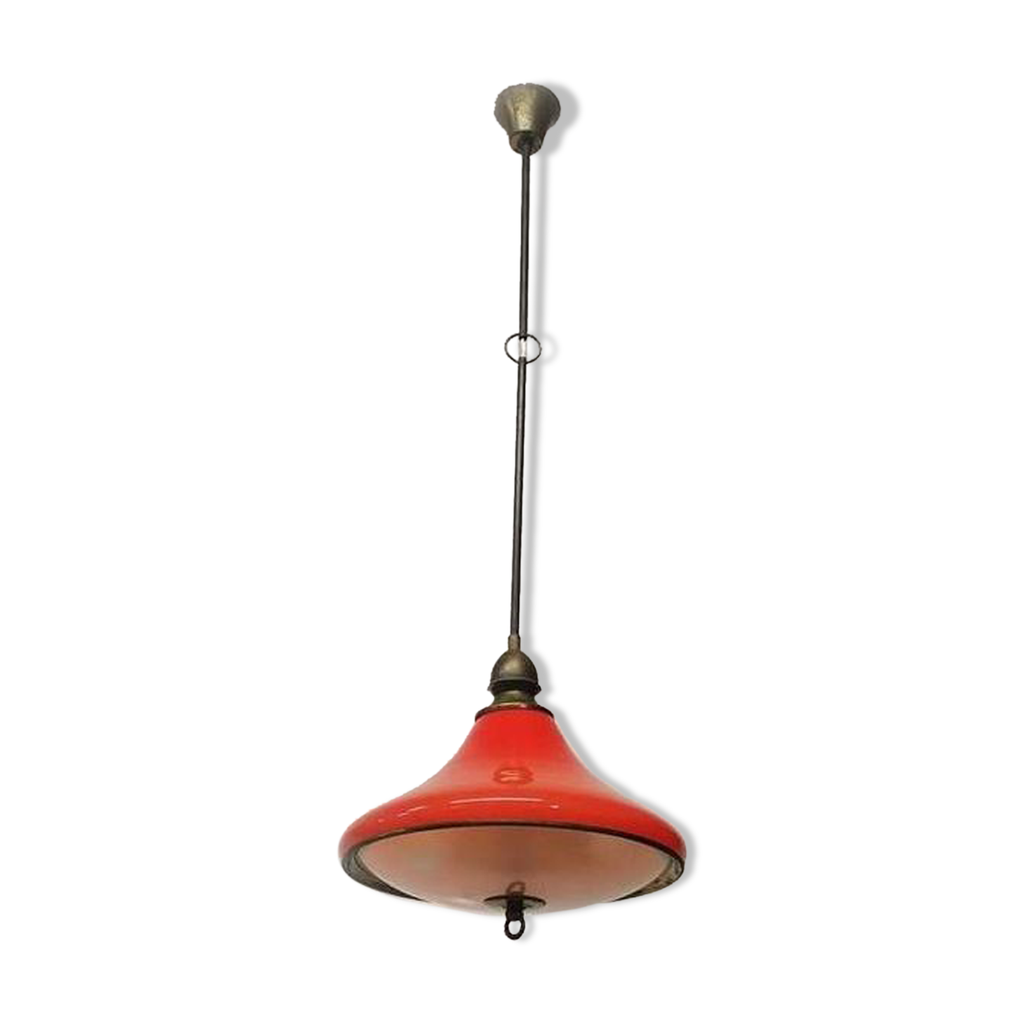 Suspension vintage en verre et laiton / Italie, 1960
