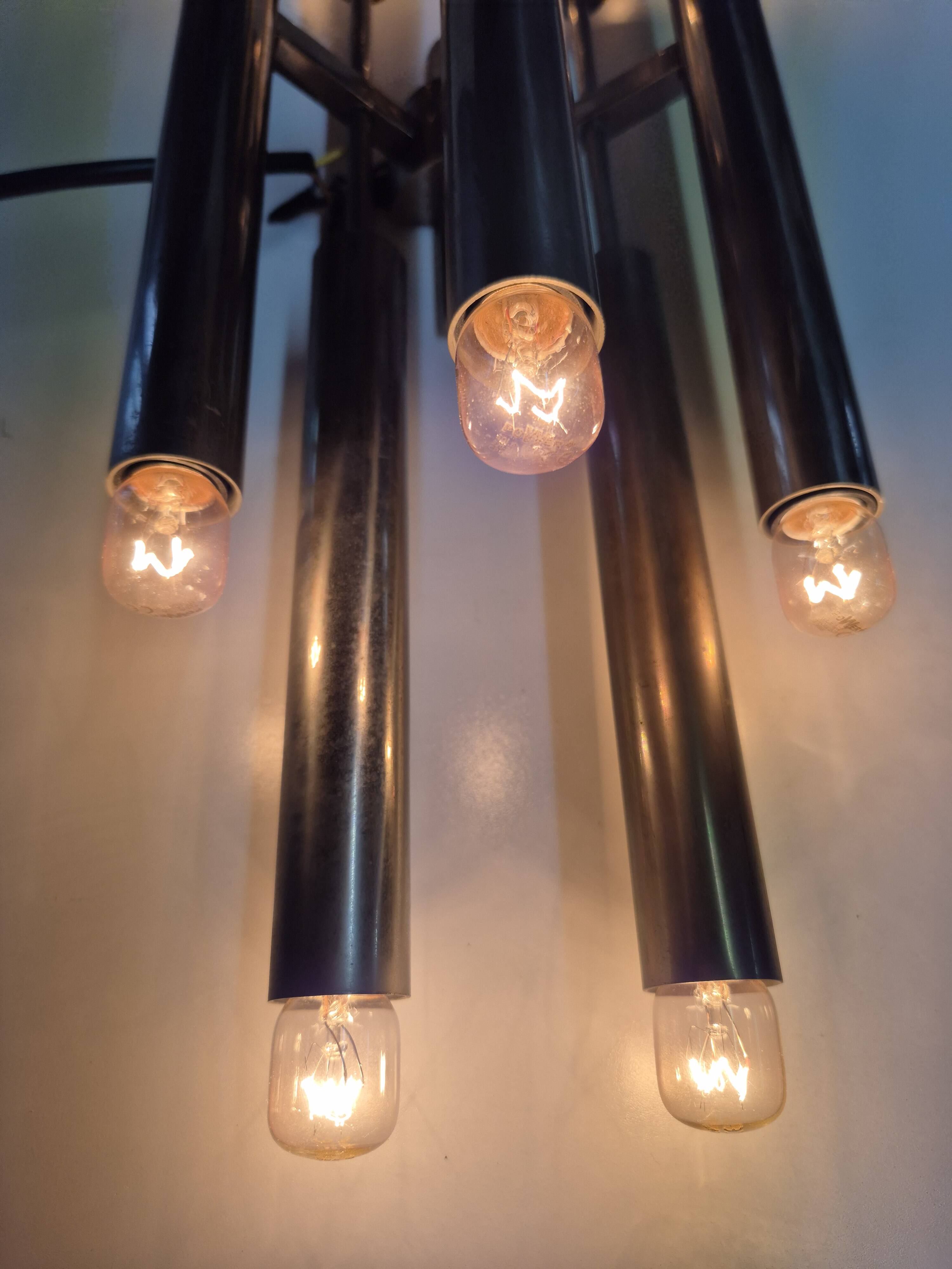 3 large 1960s wall lights in nickel-plated brass