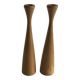 Pair of vintage birch wood candlesticks, Scandinavian design