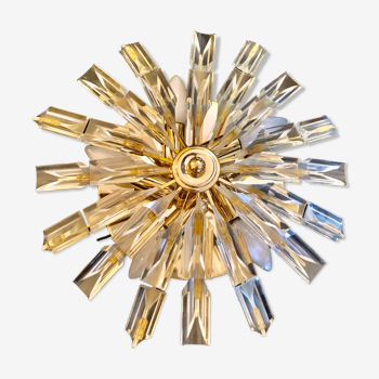 Wall sconce Venini crystal sun with golden structure