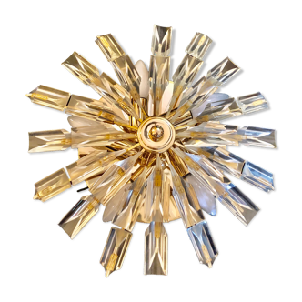 Wall sconce Venini crystal sun with golden structure