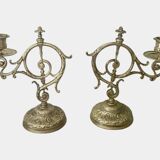 Pair of 19th century bronze candlesticks