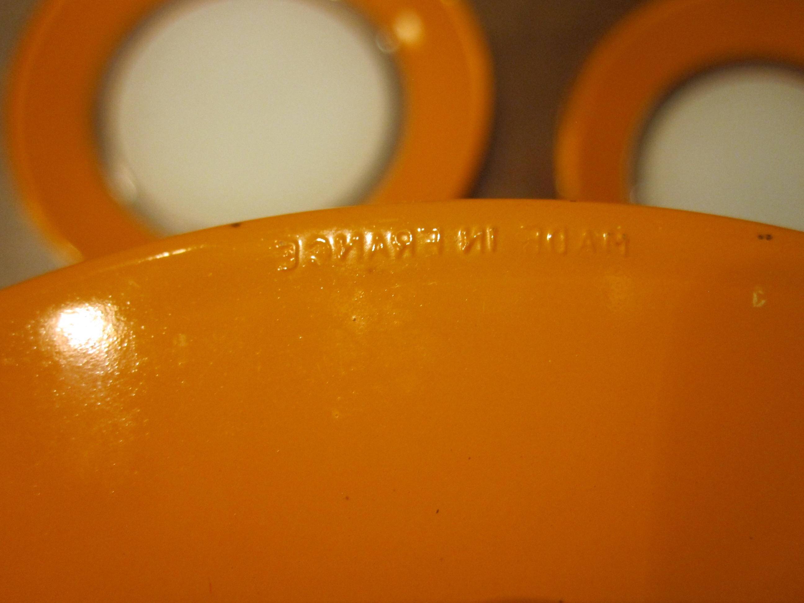 Small vintage orange and white Duralex plates