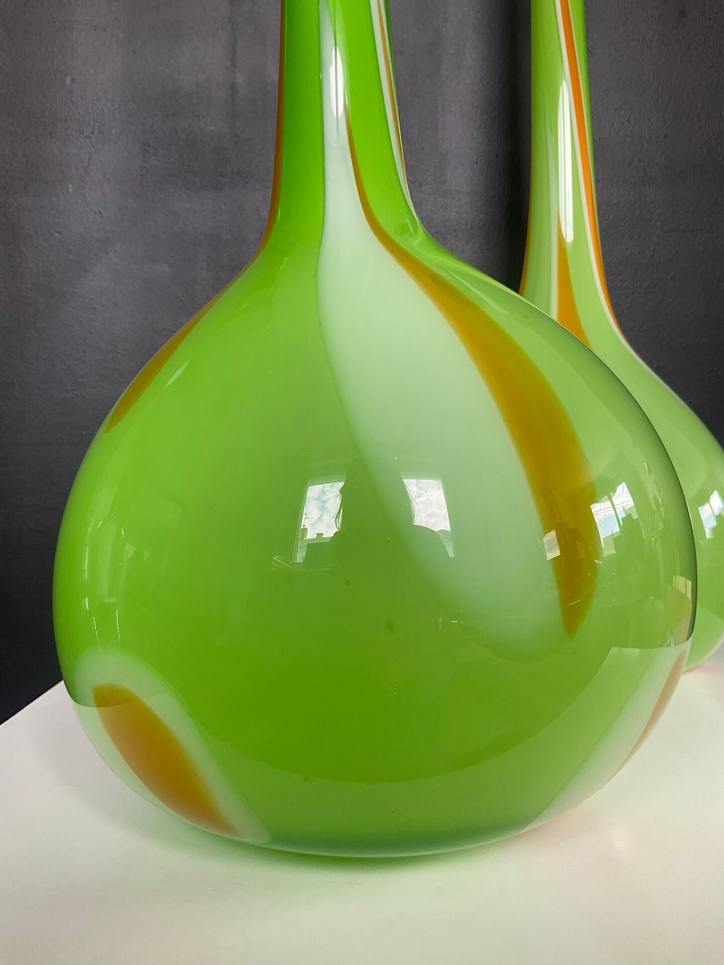 Pair of large flower vases in glass paste from the 70s-80s.