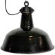 Industrial Black Enamel Factory Lamp with Cast Iron Top, 1950s