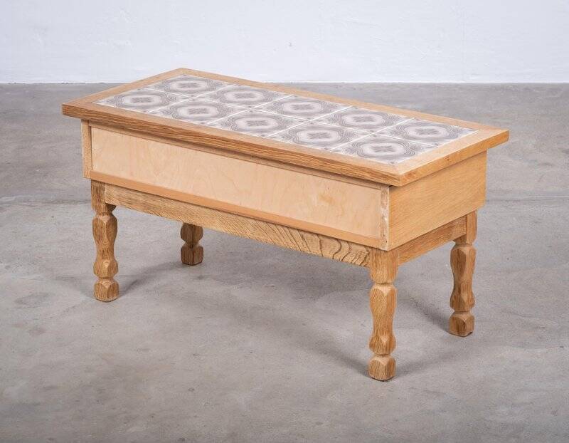 Oak Hall Piece with Tiles by Henning Kjærnulf, Denmark, 1960s