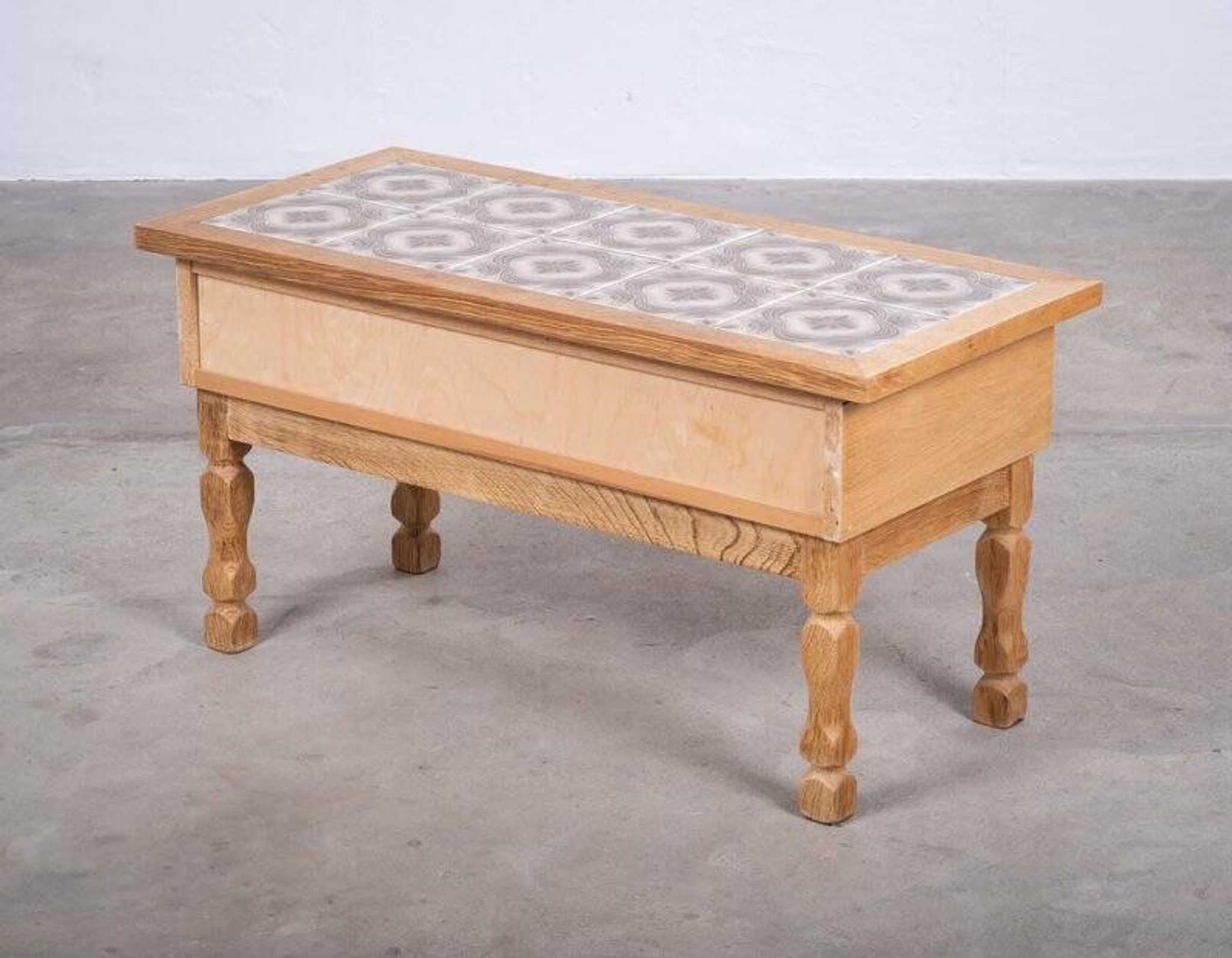 Oak Hall Piece with Tiles by Henning Kjærnulf, Denmark, 1960s