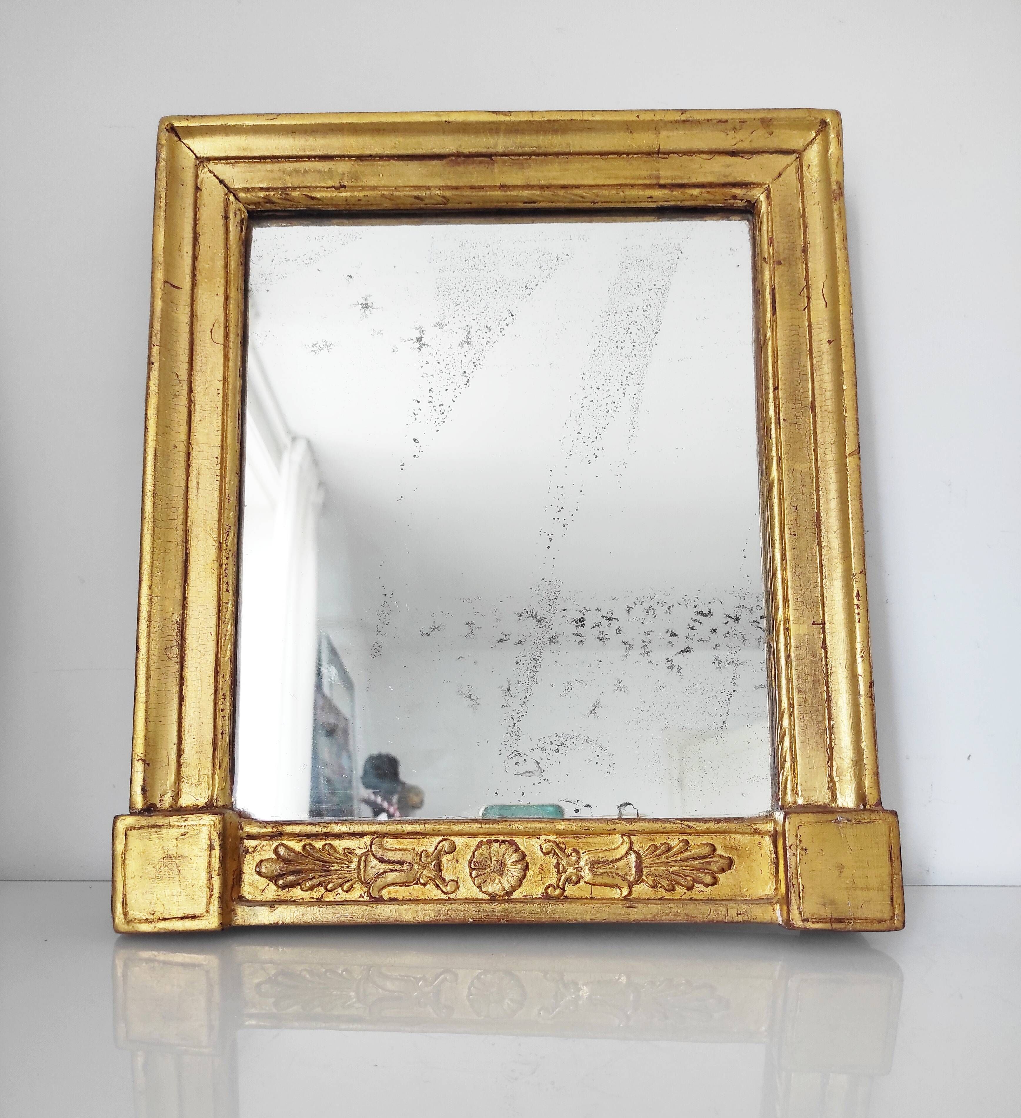 Miroir bois doré 19e 38,5 x 33 cm