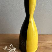 Vintage Vallauris two-tone black and yellow earthenware vase