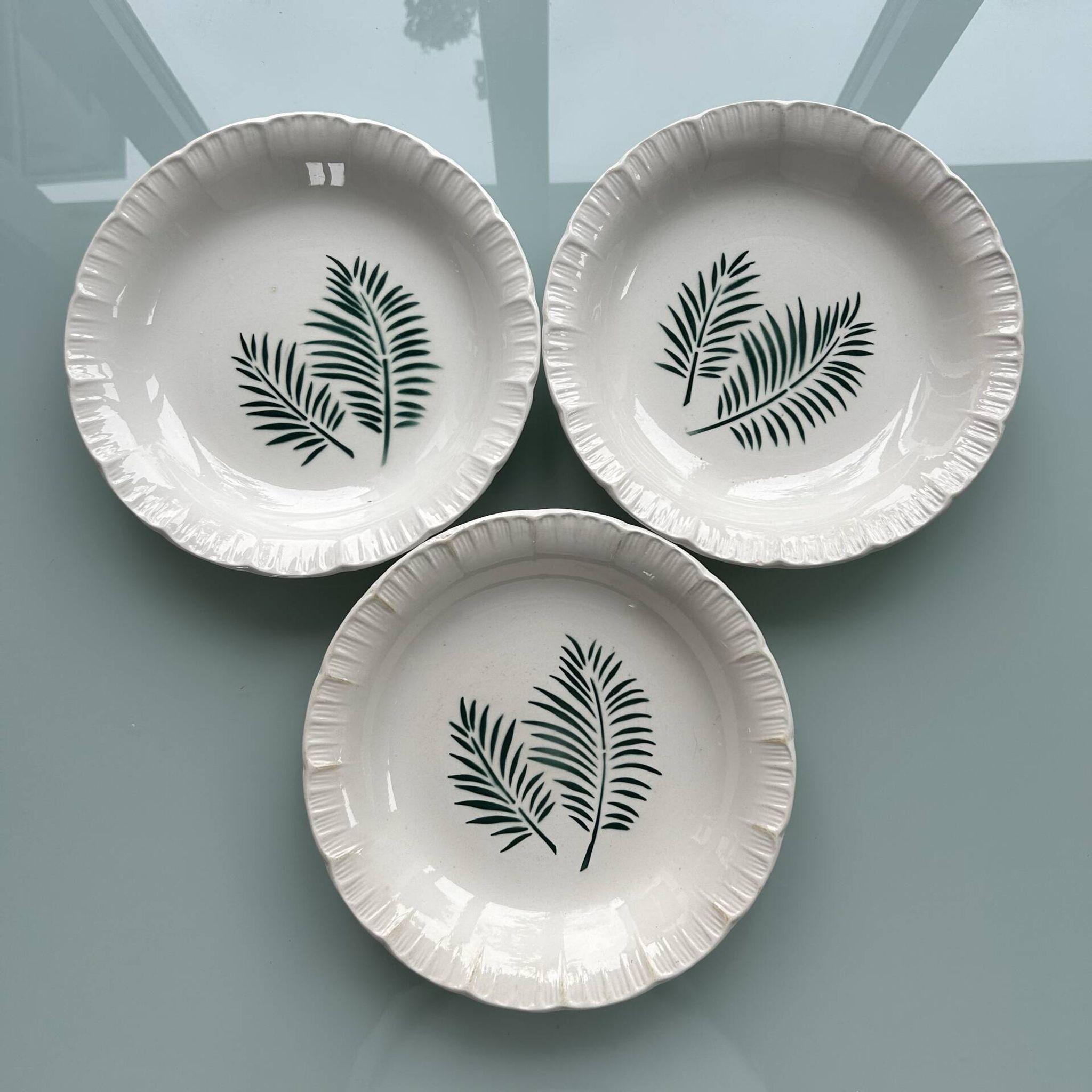 Trio d’assiettes palmes Digoin