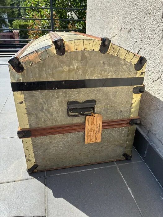 Antique Brass Steamer Trunk Early 1900s