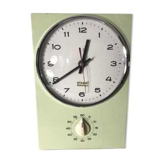 Clock pendulum sinpal bakelite green + timer baking kitchen vintage