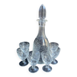 Port wine service – Blown, engraved and cut crystal – Art Deco