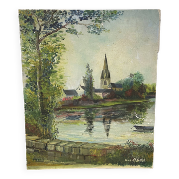 Paysage Breton, huile sur carton