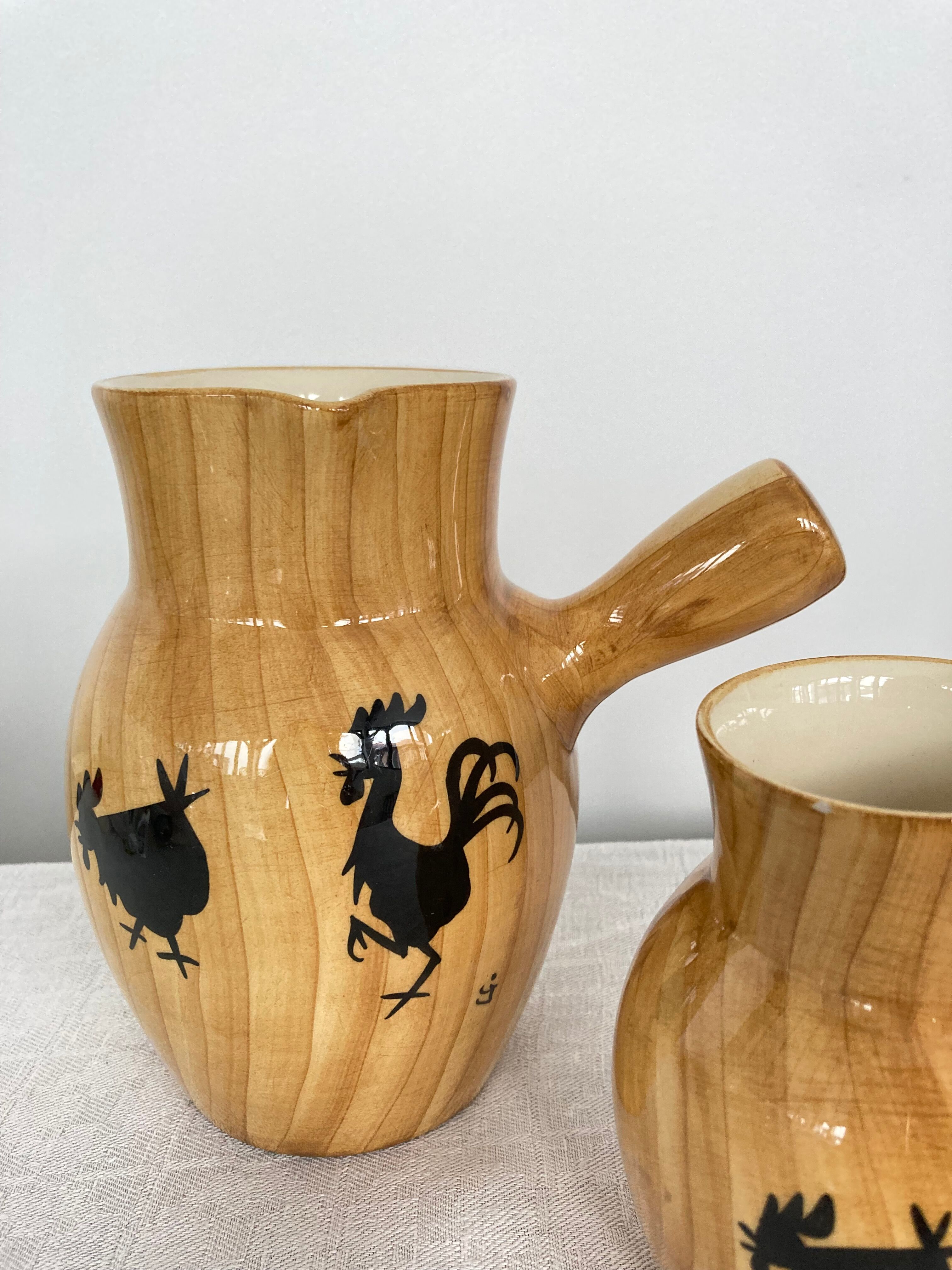 Pair of pitchers Grandjean Jourdan Vallauris 50s