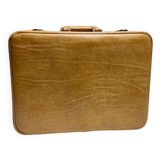 Brown leather suitcase year 70