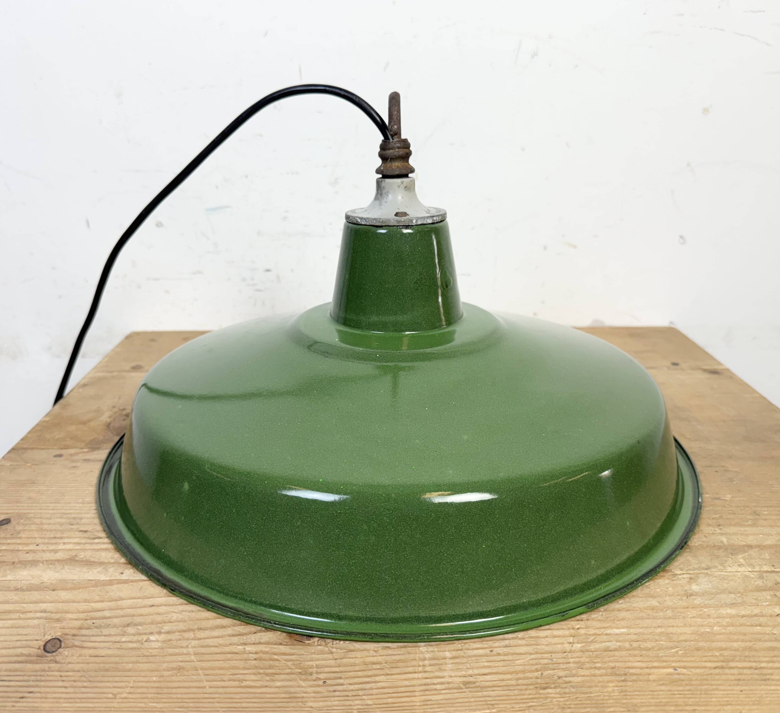 Industrial Green Enamel Factory Pendant Lamp, 1960s