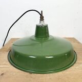 Industrial Green Enamel Factory Pendant Lamp, 1960s