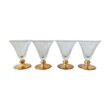 Ensemble de 4 verres gravés au pied doré