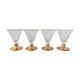 Ensemble de 4 verres gravés au pied doré