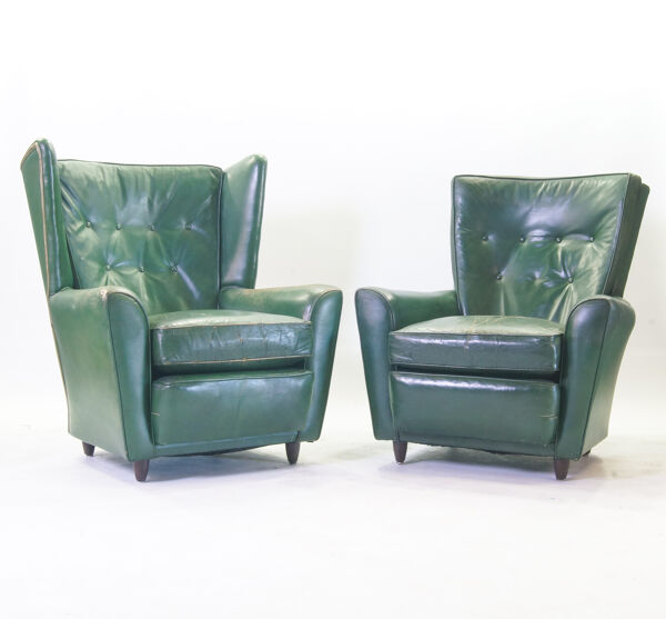 fauteuils club raw en cuir vert