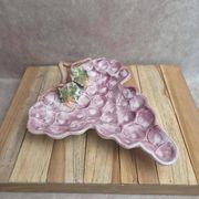 Vintage Italian barbotine grape plate – G.b.c. Made in Italy