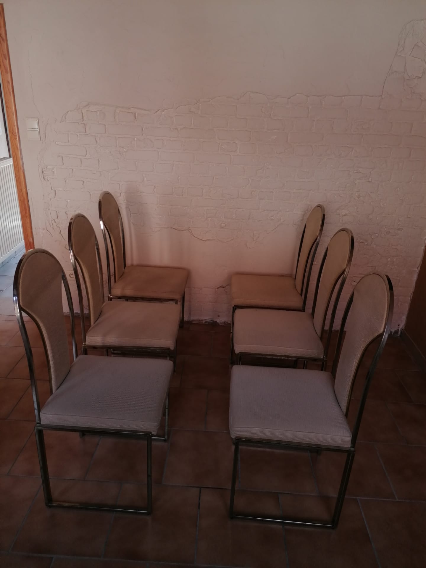 Chaises de salon vintage en laiton de belgo chrome, 1970s