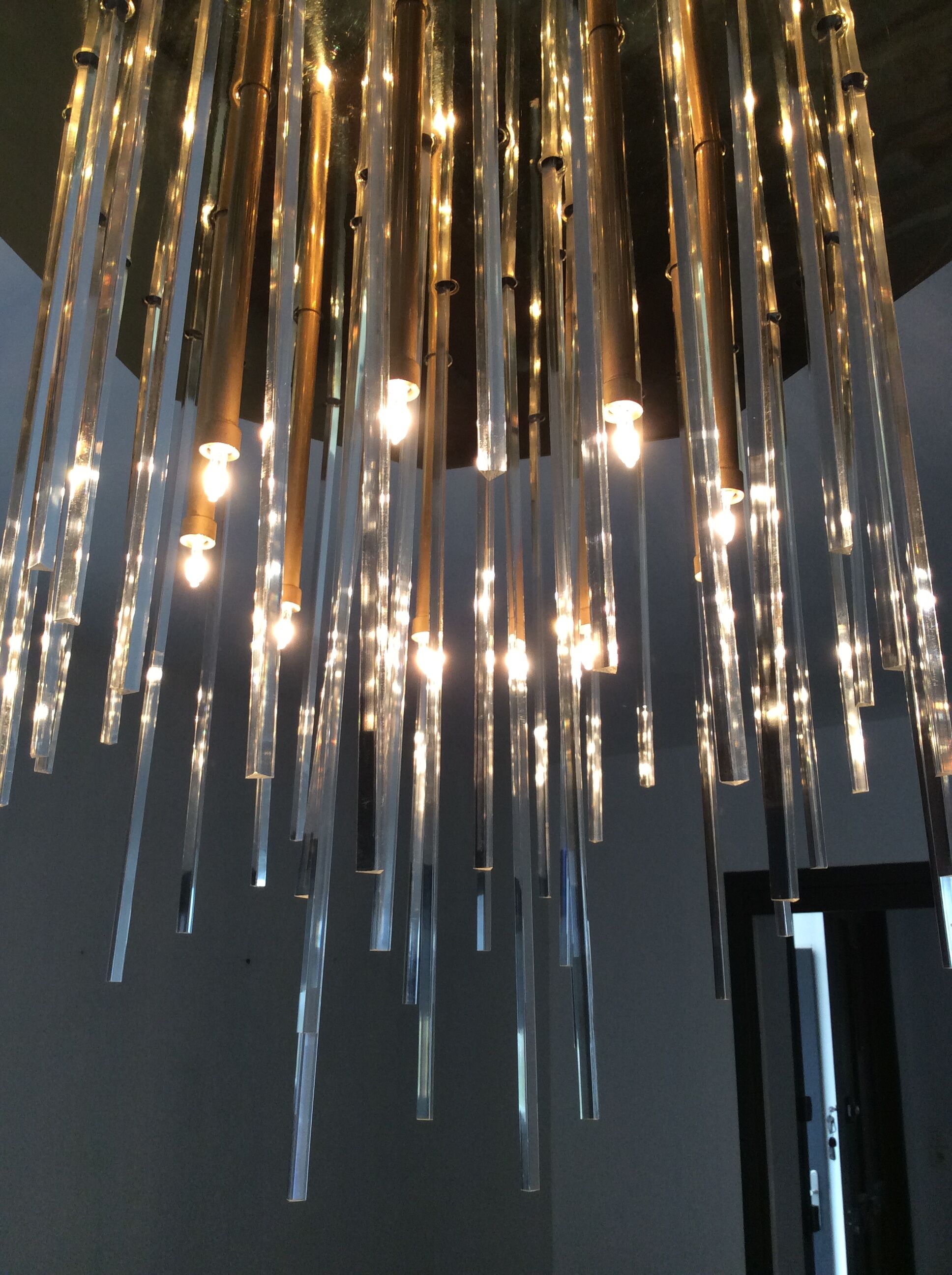 J.T Kalmar chandelier in brass and plexiglass of the 70s