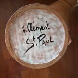 Antique stoneware pitcher with thistle motifs signed A Clement, Saint Paul