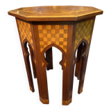 Pedestal tea table in thuya with marquetry decoration