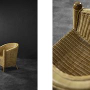 Vintage Mid-Century Italian Modern Boho Rattan Barrel Chair, 1970s