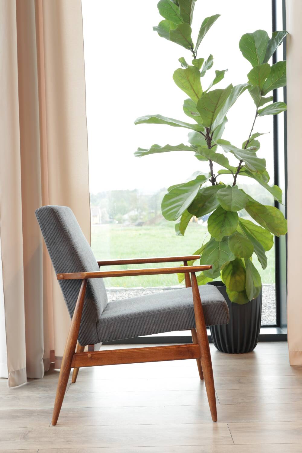 H.Lis vintage graphite corduroy armchair