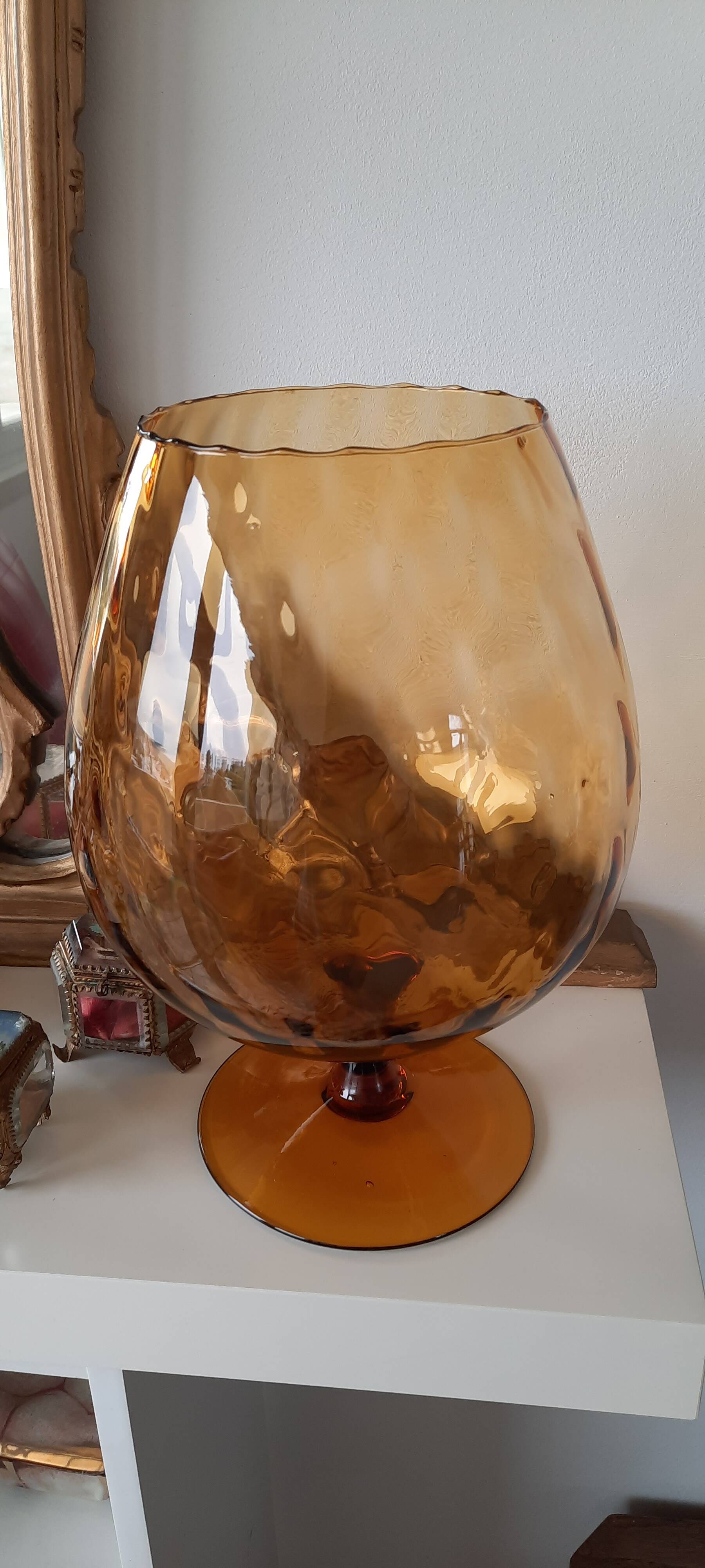 Vintage Empoli crystal vase bowl