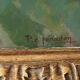 Large oil on panel of a Breton landscape 1950, antique painting signed.