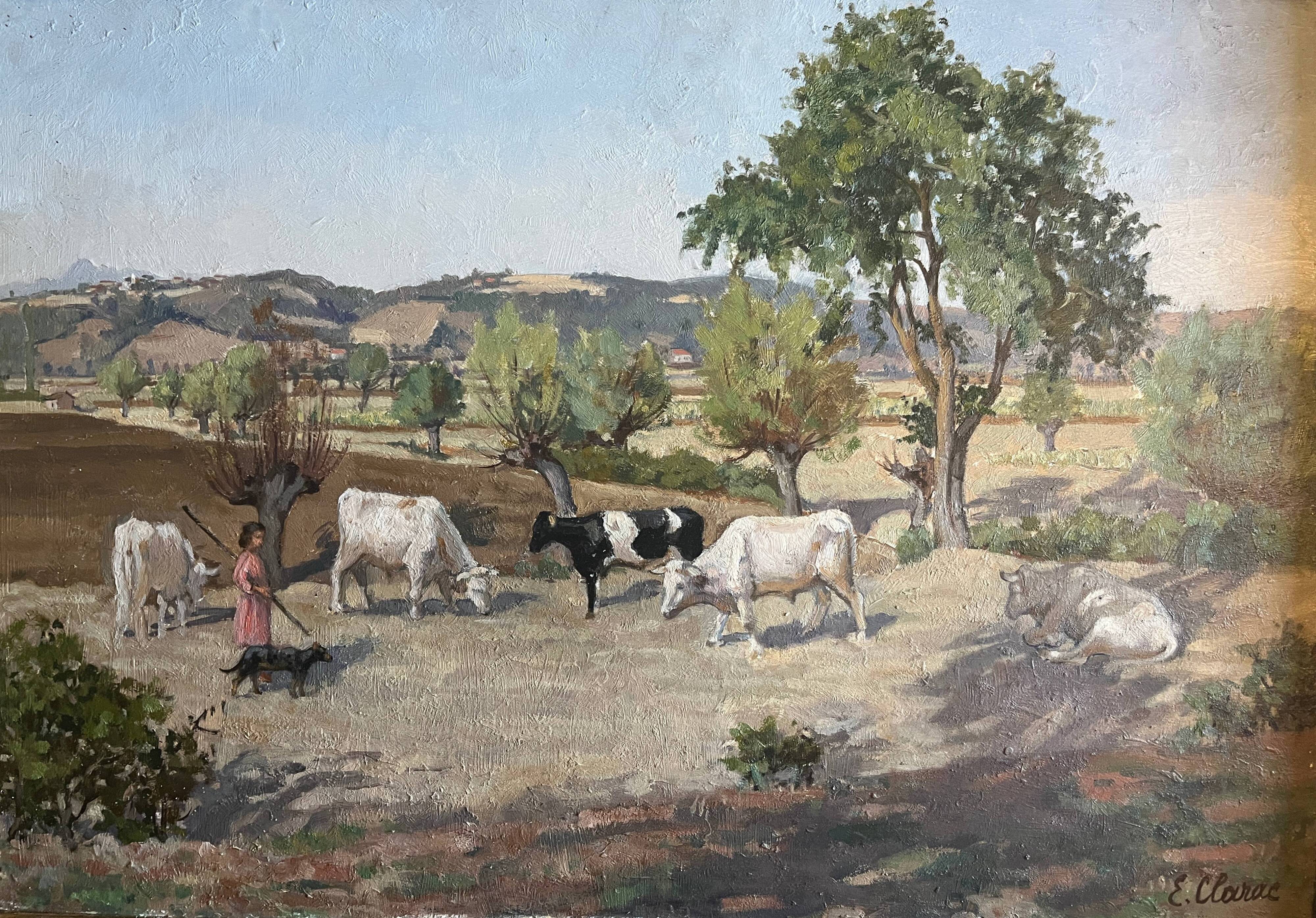 HSP painting "Orientalist Pastoral" signed Eugénie Clarac (1886/1960) Algiers