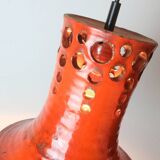 Mid century pendant light with orange ceramic shade 1970s