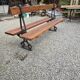 Antique double garden bench from the city of Paris in cast iron and wood