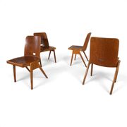 Set of 4 Bauhaus-inspired dining chairs, stackable, 1950
