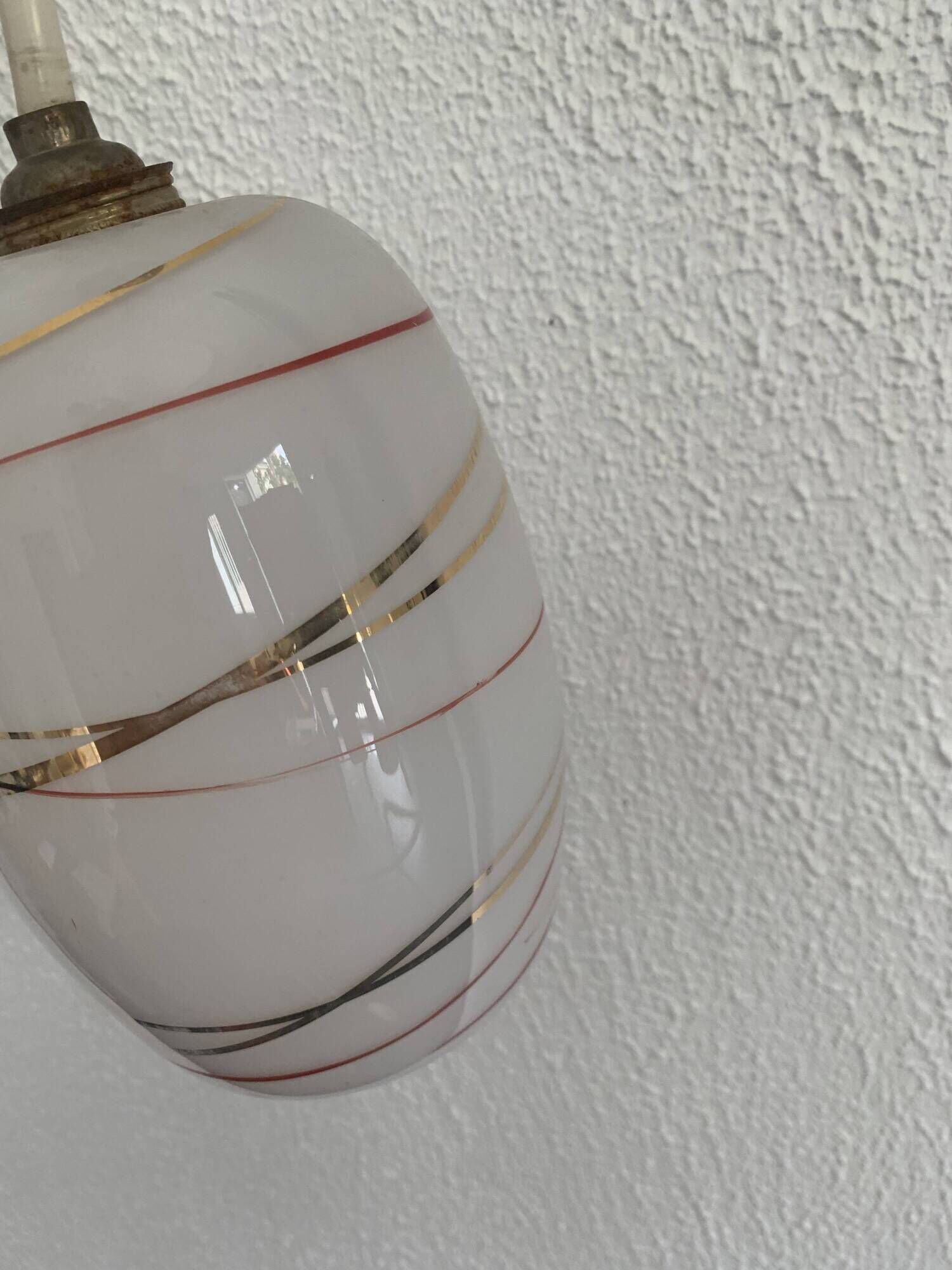Vintage 1960 red and gold opaline suspension - 16 x 11 cm