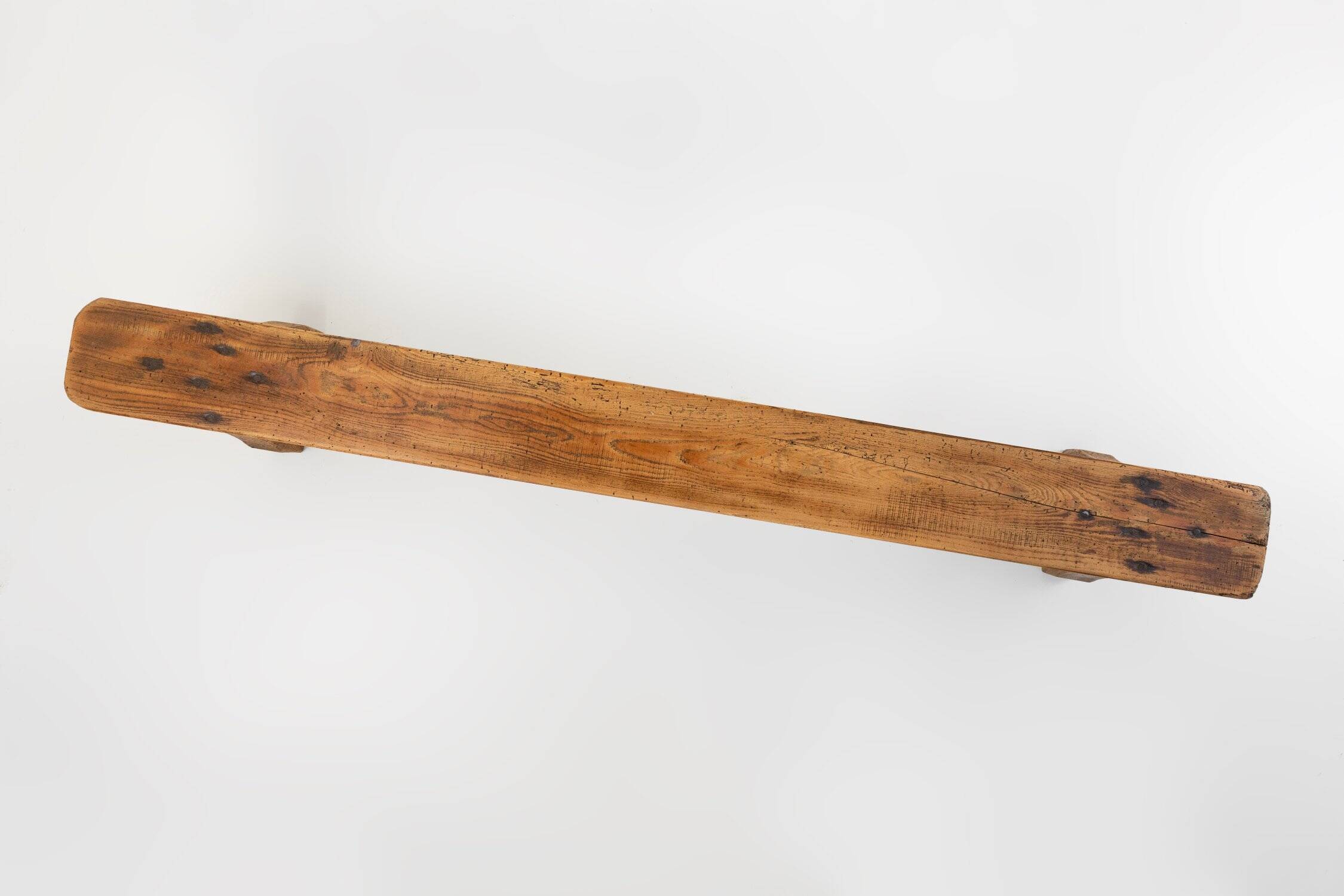 Rustic Low Bench in Wood, France, 1850s