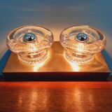 Double wall light in brass and glass, Space Age style, Cosack, 1970