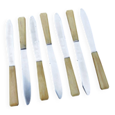 7 old stainless steel and horn knives St Joanis Arbost