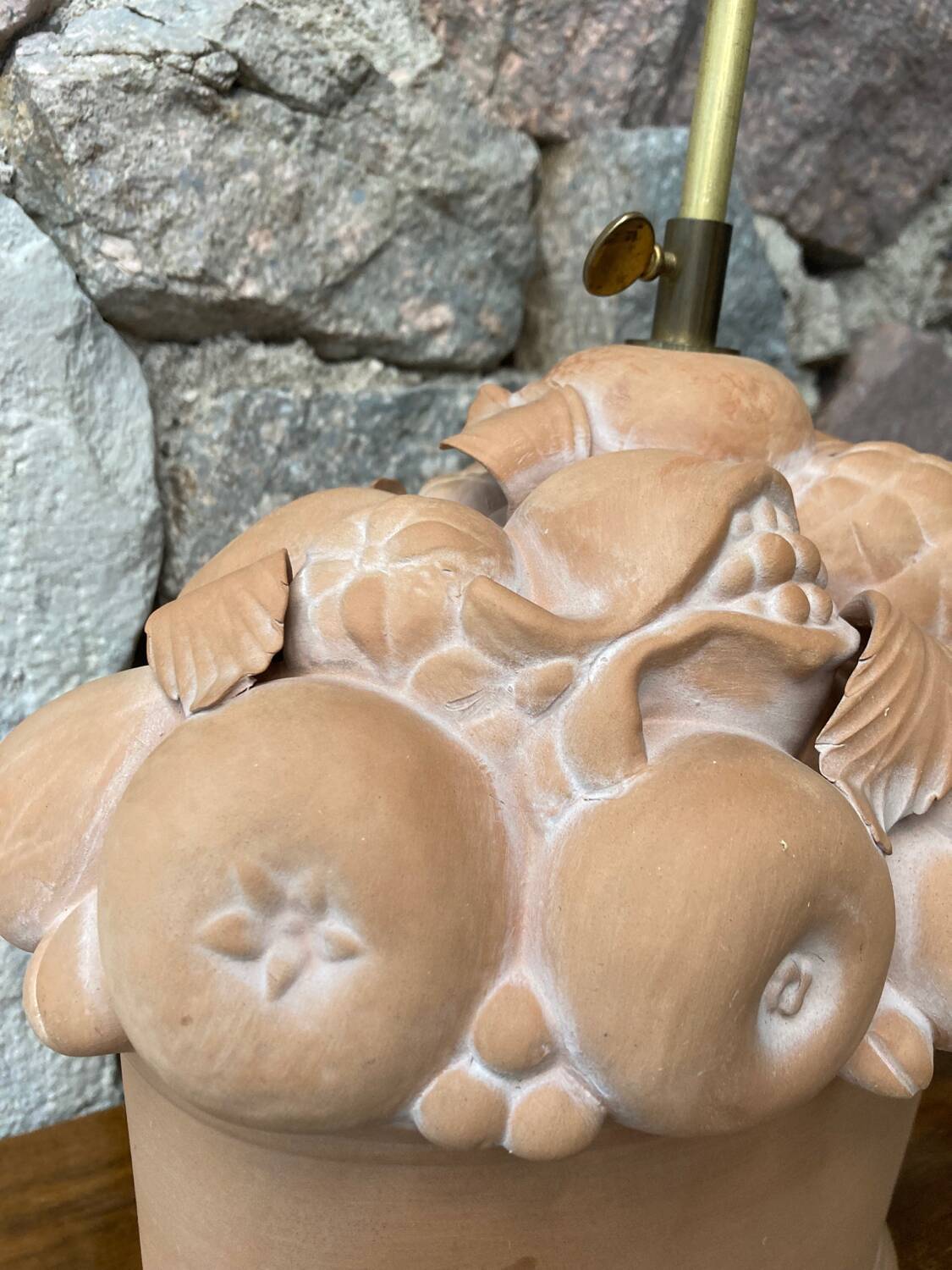 Terracotta “fruit basket” lamp base