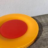 10 yellow and orange glass dinner plates