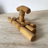 Vintage rattan coat rack a hook
